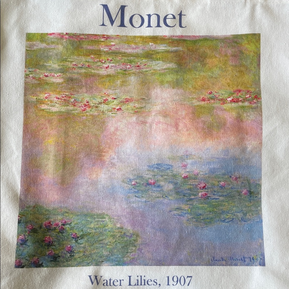 NWT NEW Water Lilies 1907 by MONET 100% Cotton Canvas Tote Bag - Picture 4 of 15